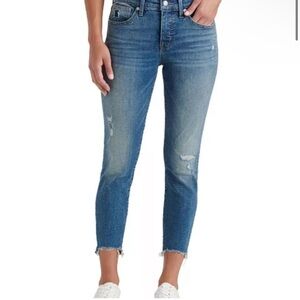 Lucky Brand  Distressed Ankle Jeans in Classic Blue Frayed Hem Size 16/33